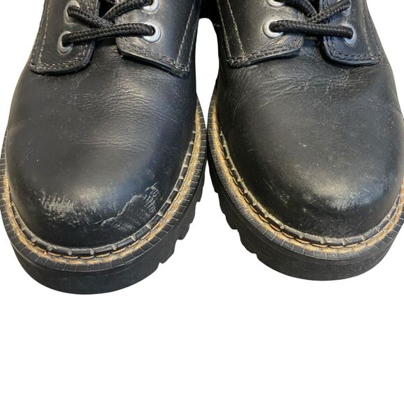 Vintage Y2K Chunky Men Shoes 9M Black Platform Lug Sole Bass Bellows Work Wear - Picture 4 of 12